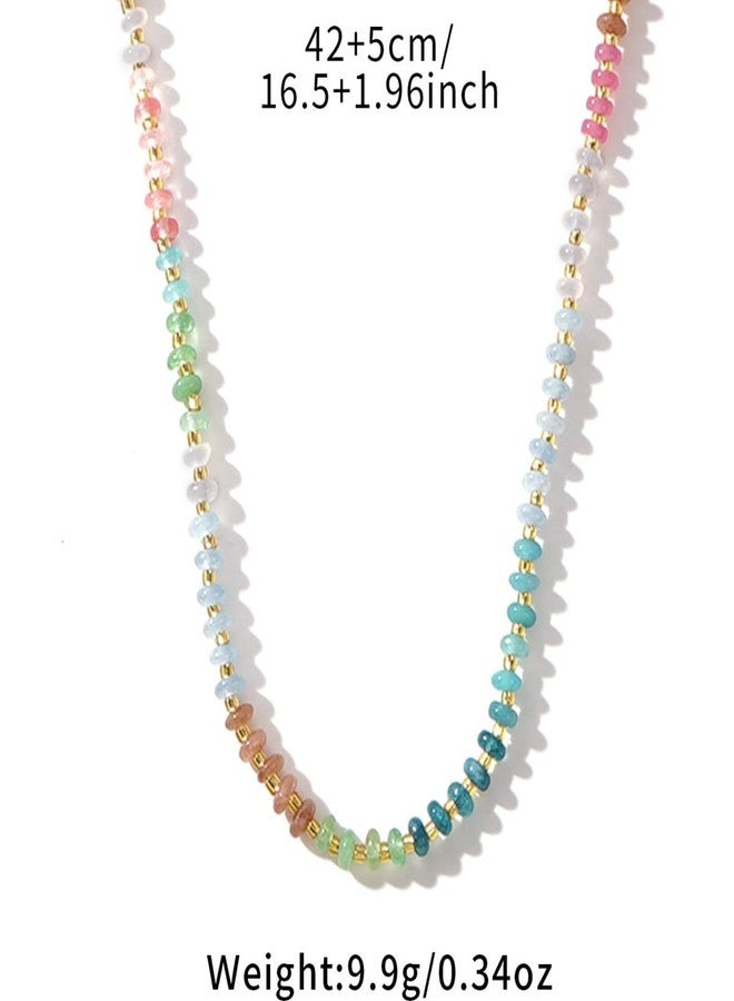 MarveBard Colorful Beaded Gemstone Bohemian Bead Choker Y2k Necklace Natural Stone Surfer Beach Summer Beach Jewelry for Women and Men - Image 4